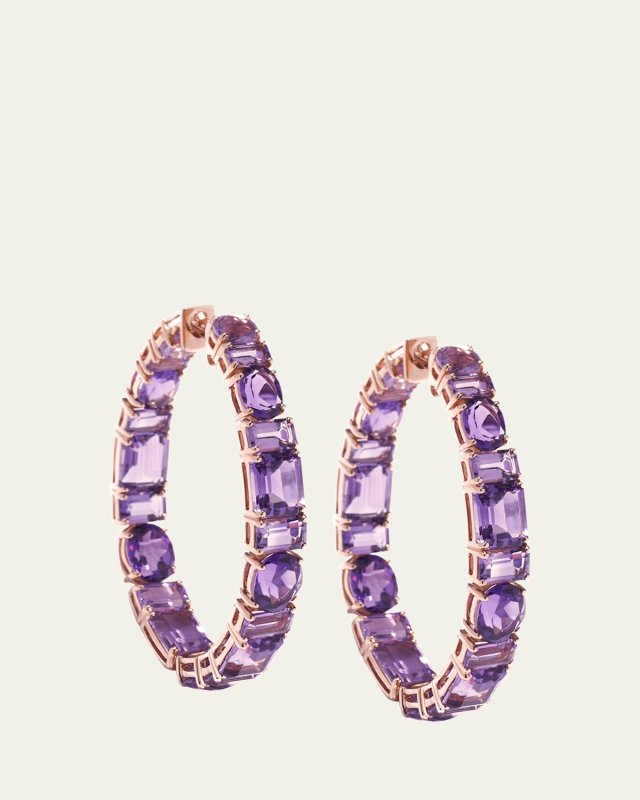 Mosaico di Luce Passegiata Hoop Earrings with Amethyst